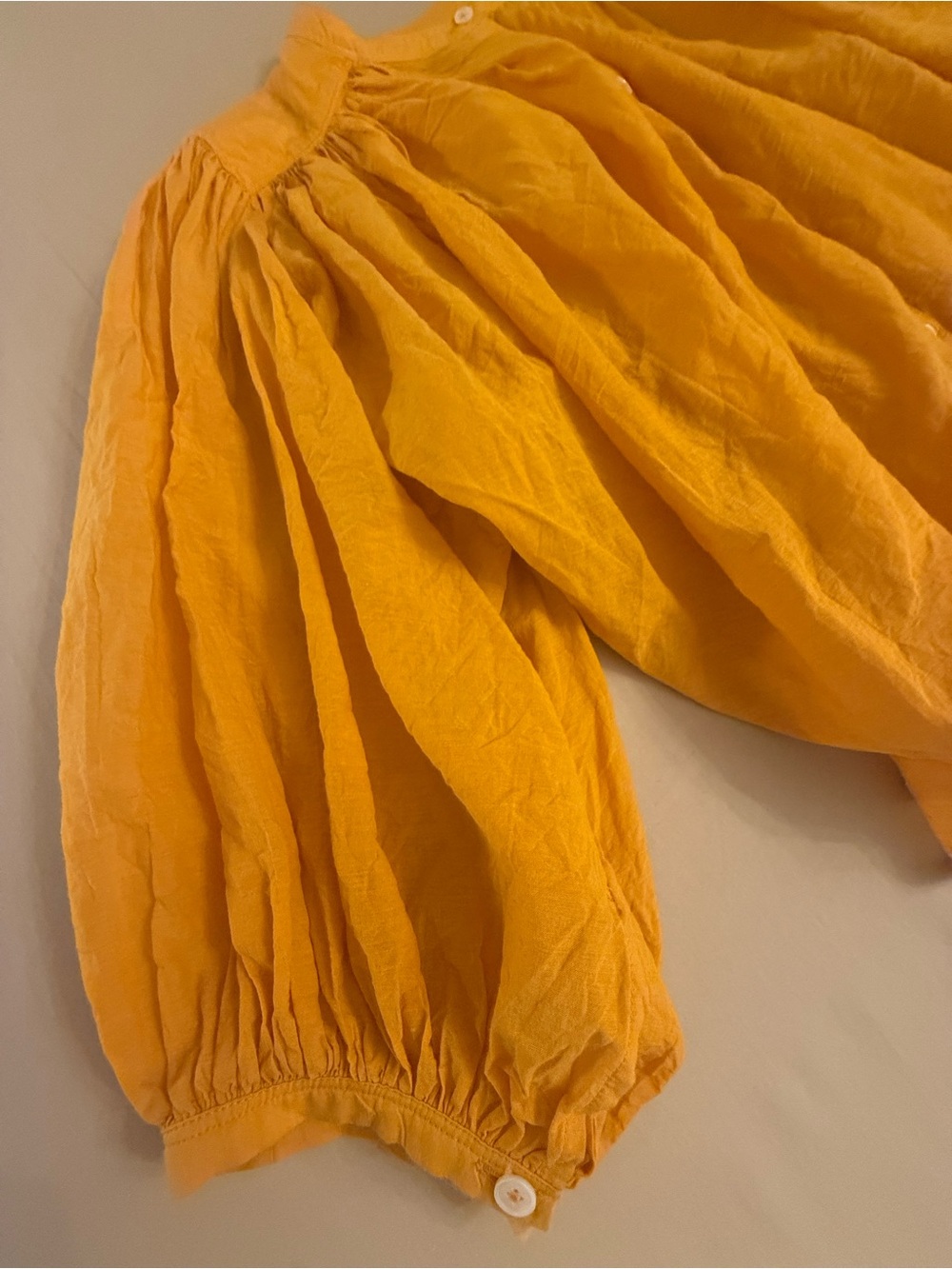 Madewell Pollen Yellow Balloon Puff Sleeve Voile Peasant Top Medium - Picture 12 of 17